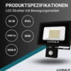 LED-Fluter mit Bewegungsmelder, 50 W, 3000 K