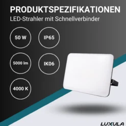 LED-Fluter mit Schnellverbinder, white cover, 50 W, 4000 K (neutralweiß)
