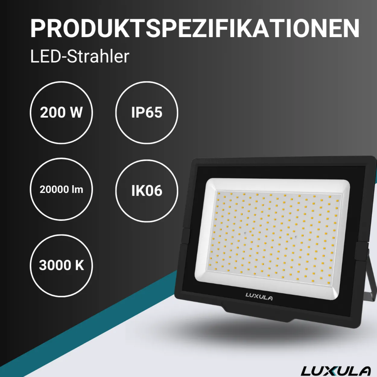 LED-Fluter, 200 W, 3000 K