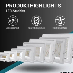 LED-Fluter, 200 W, 3000 K (warmweiß), 20000 lm, weiß, IP65