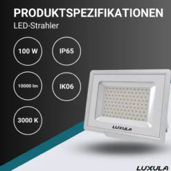 LED-Fluter, 100 W, 3000 K (warmweiß), 10000 lm, weiß, IP65