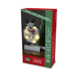 LED Holzsilhouette "Elch", weiß, 6H Timer, 6 warmweiße Dioden, Innen, Batterie: 2xAA 1,5V (exkl.)