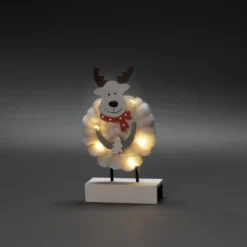 LED Holzsilhouette "Elch", weiß, 6H Timer, 6 warmweiße Dioden, Innen, Batterie: 2xAA 1,5V (exkl.)