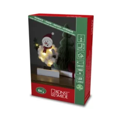 LED Holzsilhouette "Schneemann", weiß, 6H Timer, 6 warmweiße Dioden, Batterie: 2xAA 1,5V (exkl.)