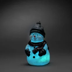 LED Kunststoffschneemann, 38 cm, RGB-Farbwechsel, 1 RGB Diode, 4,5V, Außen (IP44), schwarzes Kabel