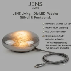LED-Lampe Smarter LED-Stein Grau Echtglas