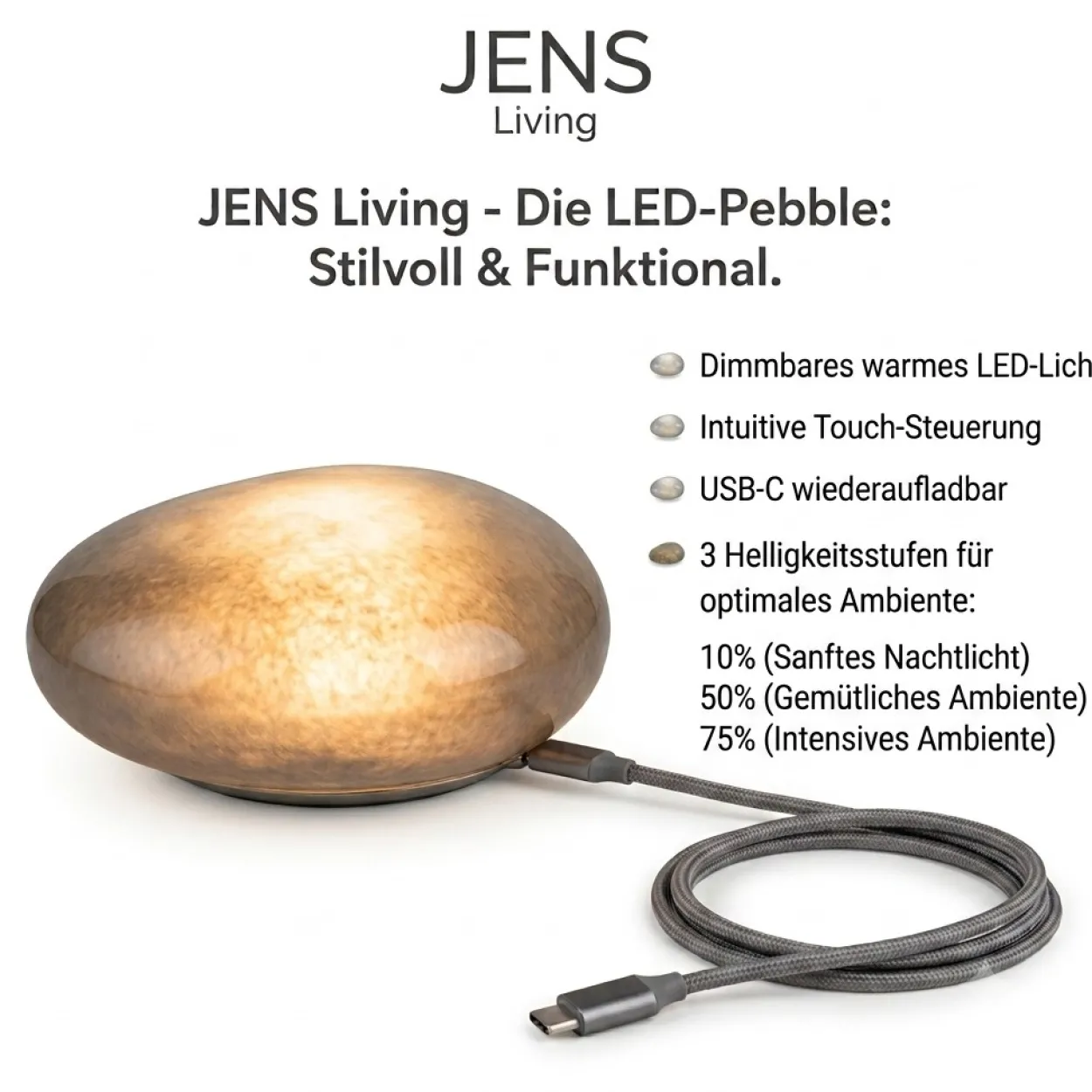 LED-Lampe Smarter LED-Stein Sand Echtglas