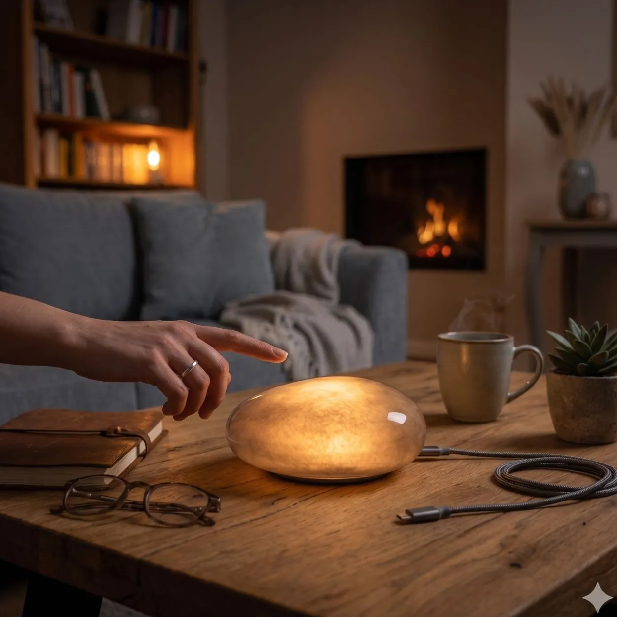 LED-Lampe Smarter LED-Stein Sand Echtglas