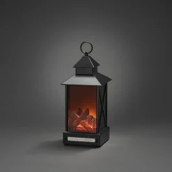 LED Laterne "Kamin", 8h Timer, 4 warmweiße Dioden, Außen (IP44), 0,4W, Batterie: 3xC 1,5V (exkl.)