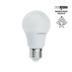 LED Leuchtmittel mit Dämmerungs und Bewegungs-Sensor, E27