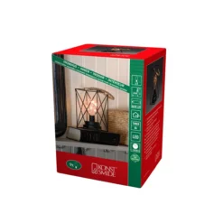 LED Metalllaterne, mit Schalter, 6h Timer, 9 bernsteinfarbene Dioden, Batterie: 3xAA 1,5V (exkl.)