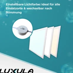 LED-Panel mit Farbtemperaturwechsel CCT, 3000-6000 K, 62x62 cm, Back-lit, 36W, 3600 lm