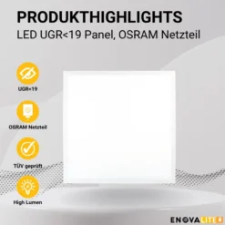 LED Panel, 60x60 cm, 36 W, 4320 lm, 4000 K, UGR<19, OSRAM-Driver,