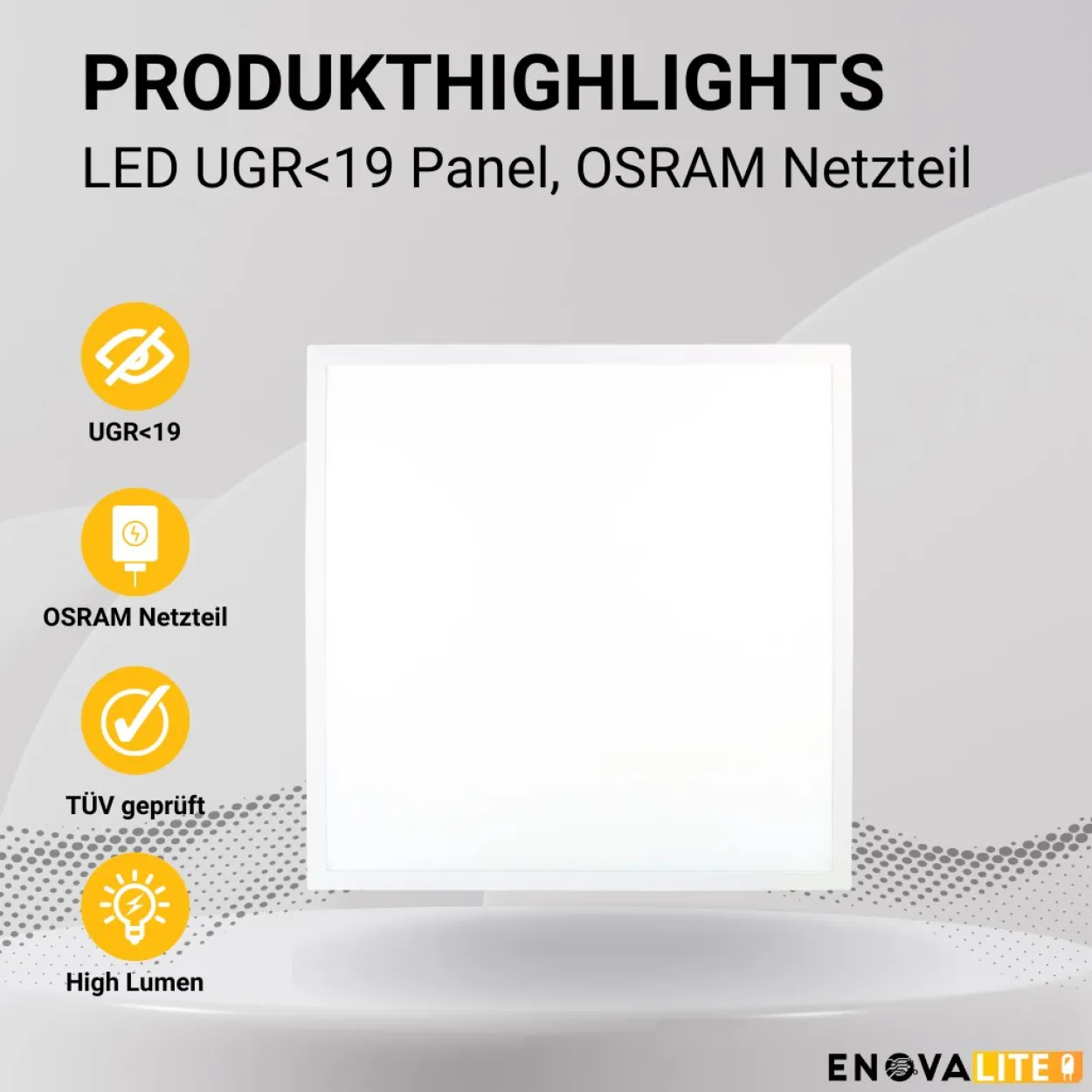 LED Panel, 60x60 cm, 36 W, 4320 lm, 4000 K, UGR<19, OSRAM-Driver,