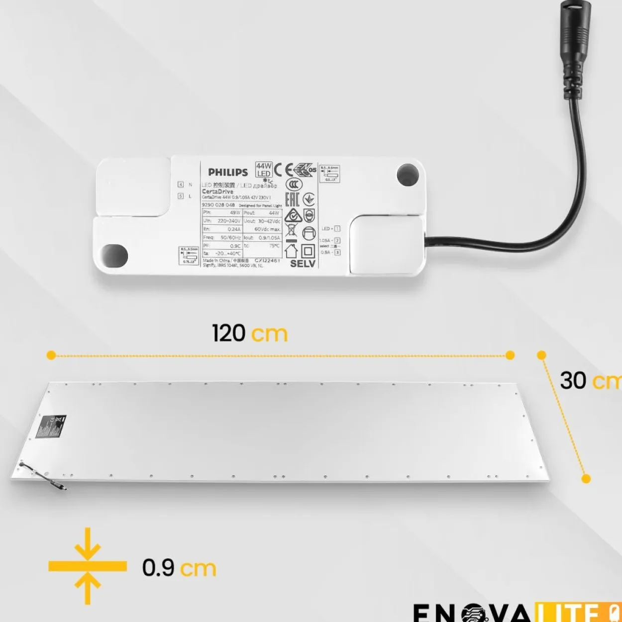 LED Panel, 120x30 cm, 36 W, 3600 lm, 4000 K, UGR<19, Philips Driver