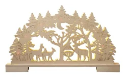 LED-Schwibbogen aus Holz - Wald mit Futterkrippe