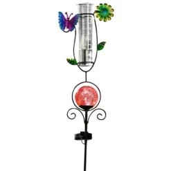 LED Solar Stecker mit Regenmesser, Schmetterling