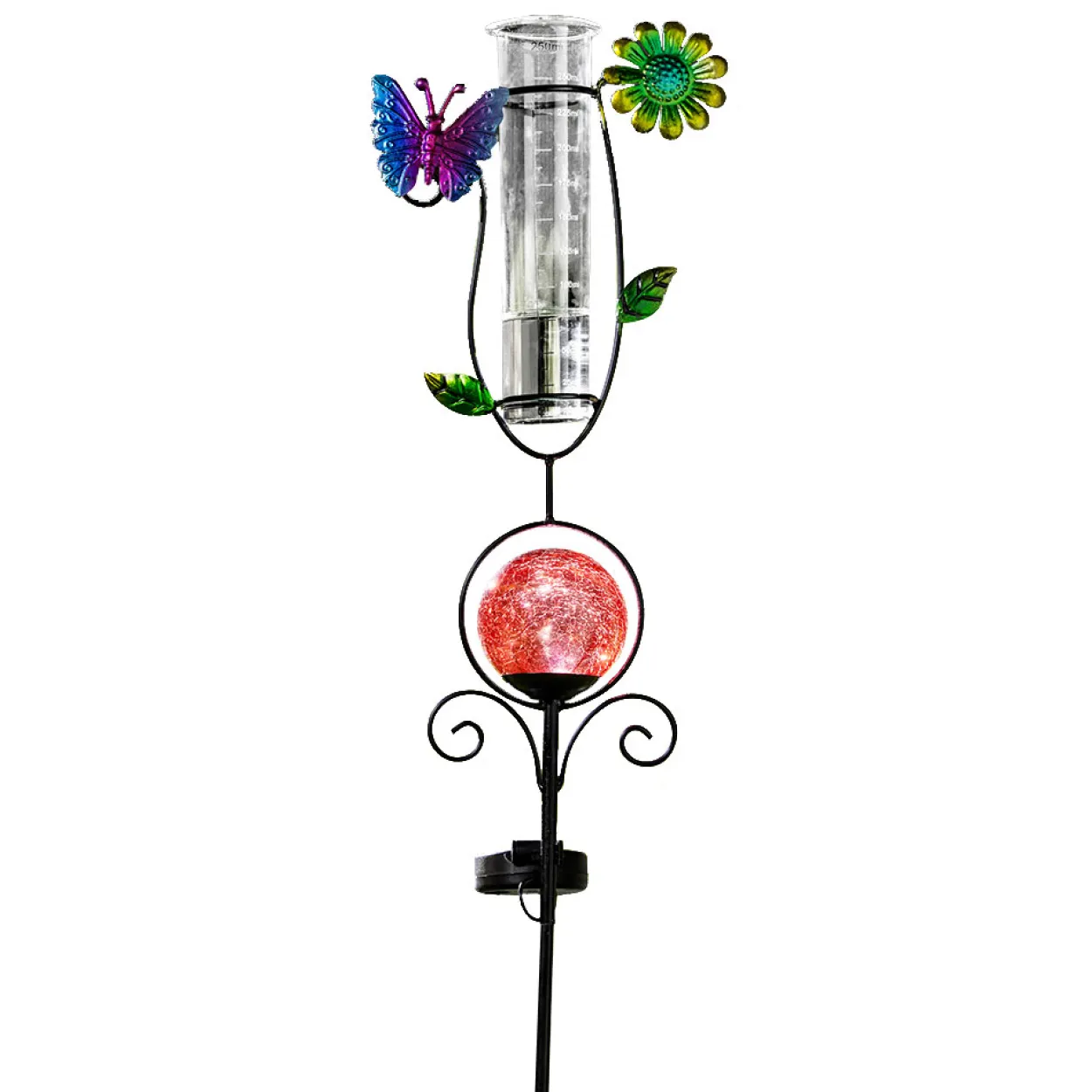 LED Solar Stecker mit Regenmesser, Schmetterling