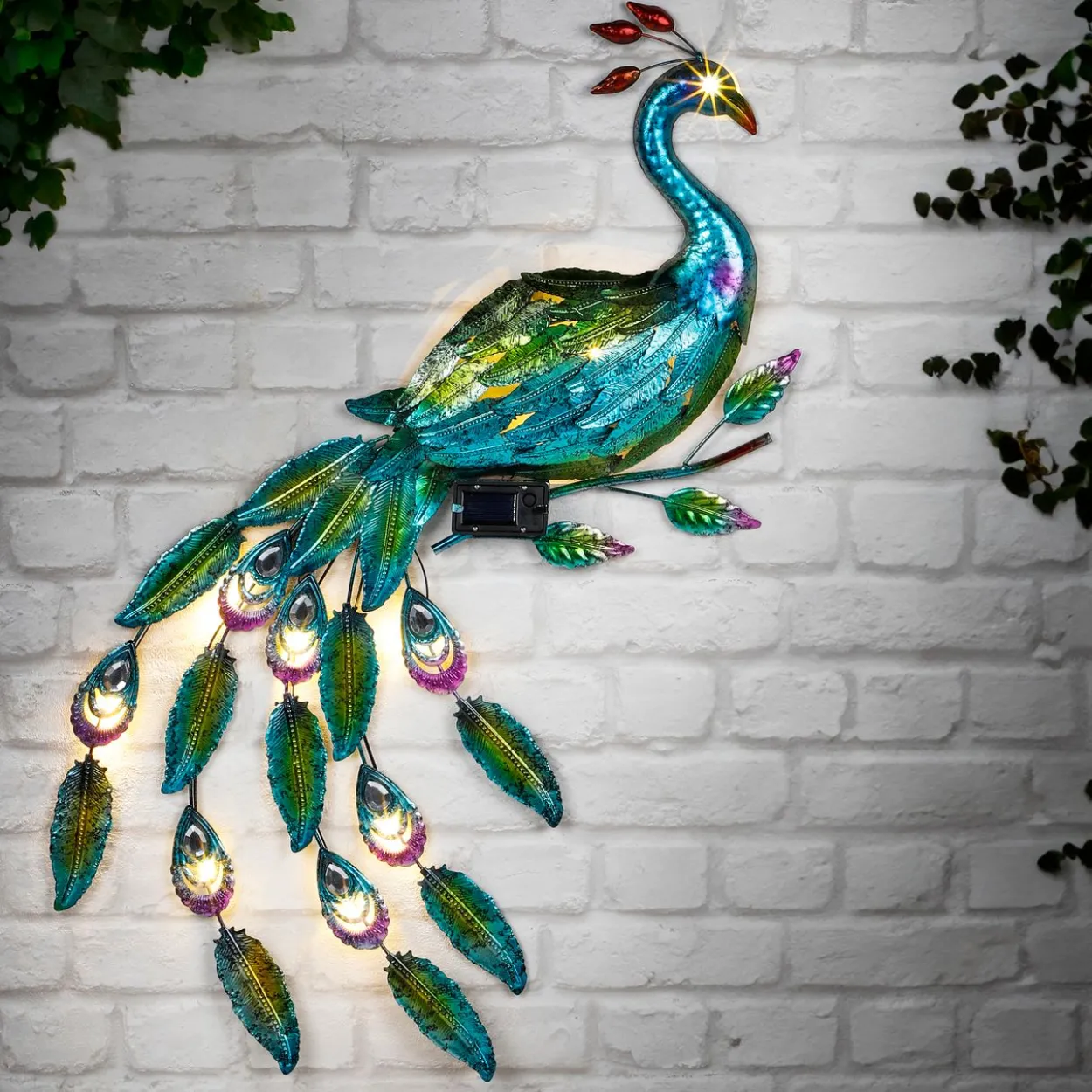 LED Solar Wandleuchte "Pfau"