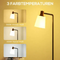 LED Stehlampe Wohnzimmer Stehleuchte mit 350° drehbar Kopf 3000K/4000K/6500K