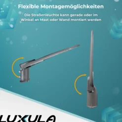 LED Straßenleuchte, 50 W, 3000 K (warmweiß), 5000 lm, grau, IP65, Wand- und Mastmontage