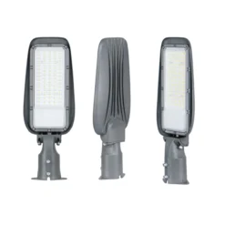 LED Straßenleuchte, 100 W, 3000 K (warmweiß), 10000 lm, grau, IP65, Wand- und Mastmontage