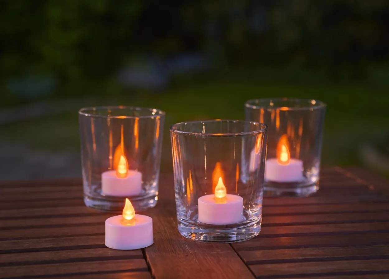 LED Teelichter, 10er - Bernsteinfarben