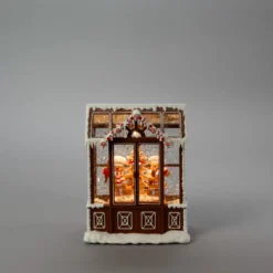 LED Wasserlaterne Lebkuchenhaus, braun, 5h Timer, 1 ww Diode, Batterie: 3xAA 1,5V (exkl.), Innen