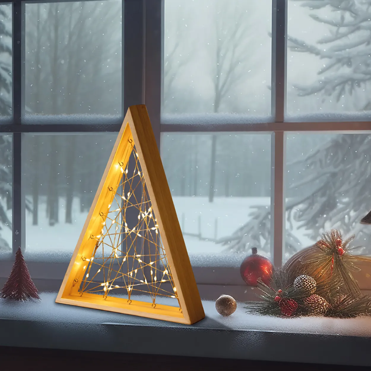 LED-Weihnachts-Dekoration "LED Holztanne"