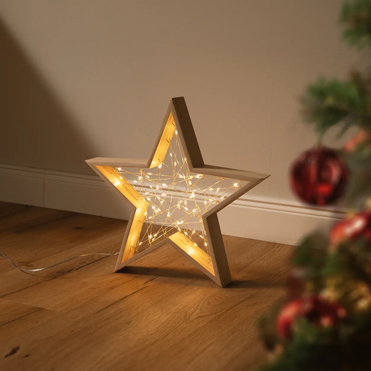 LED-Weihnachts-Dekoration "LED Holzstern"