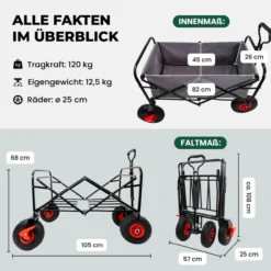 Lemodo Bollerwagen faltbar, grau