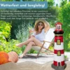Lemodo Gartendeko Leuchtturm mit Solar rot/weiß, handbemalte Gartenfigur ca. 83 cm