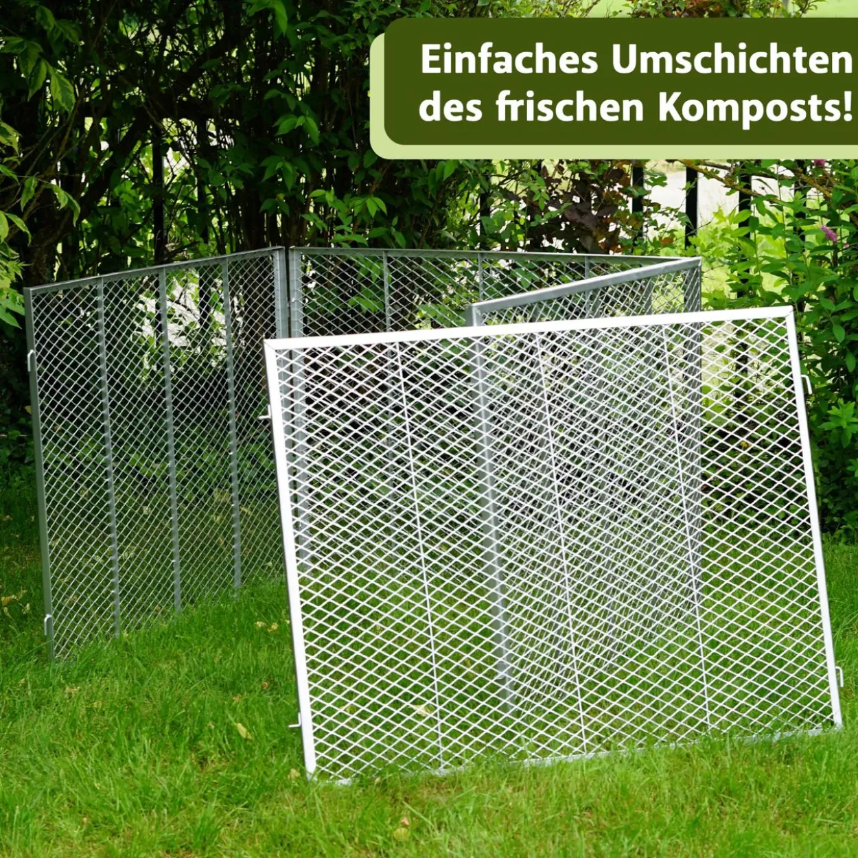 Lemodo Komposter mit Bodengitter, 750 Liter Volumen, Metallkomposter