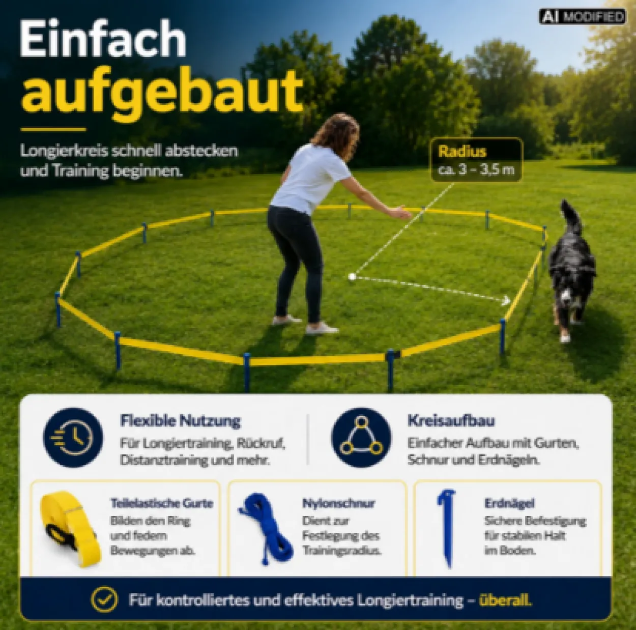 Lemodo Longier-Set für Hunde, Radius 3-3,5m