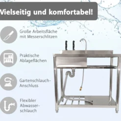 Lemodo Spültisch freistehend, L 100x51,5x100 cm