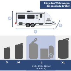 Lemodo Wohnwagen Schutzhülle, L 610 x 250 x 220 cm