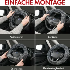 Lenkradbezug Lammfell anthrazit
