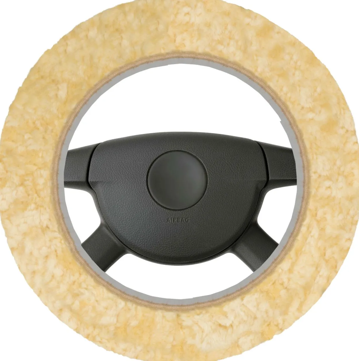 Lenkradbezug Lammfell beige