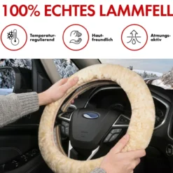 Lenkradbezug Lammfell beige