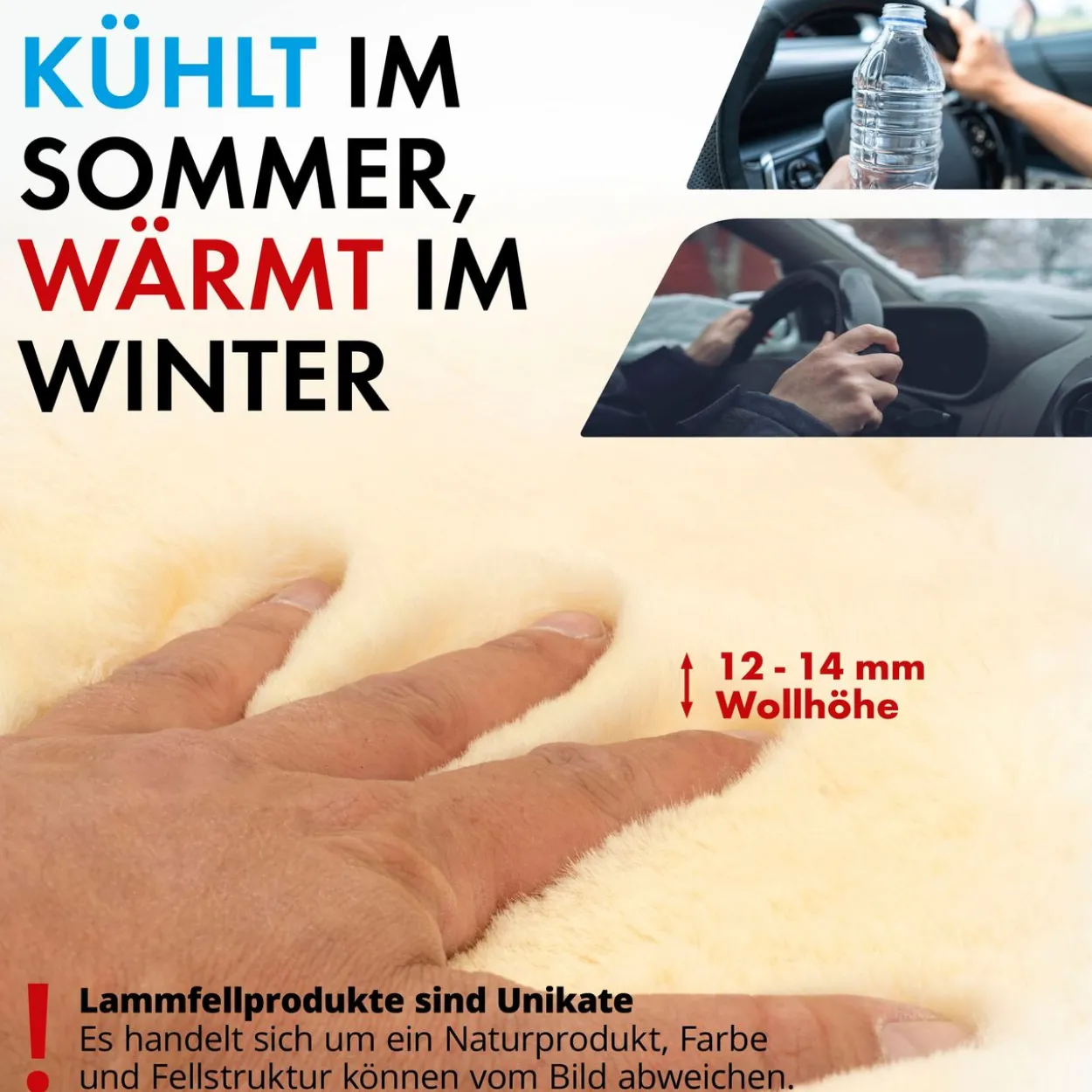 Lenkradbezug Lammfell beige