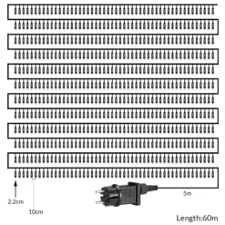 Lichterkette 600 LED 60m warm weiß