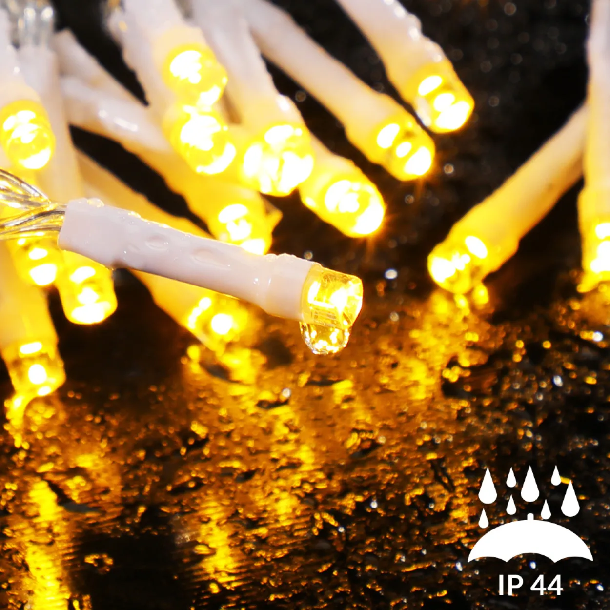 Lichterkette 200 LED transparentes Kabel 20m warm weiß