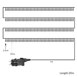 Lichterkette 200 LED transparentes Kabel 20m warm weiß