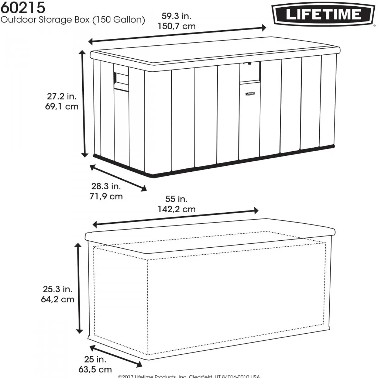 Lifetime Kissenbox Dunkelgrau 570 Liter