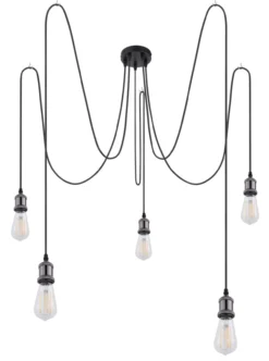Lighting - OLIVER - Hängeleuchte Metall schwarz, 5x E27