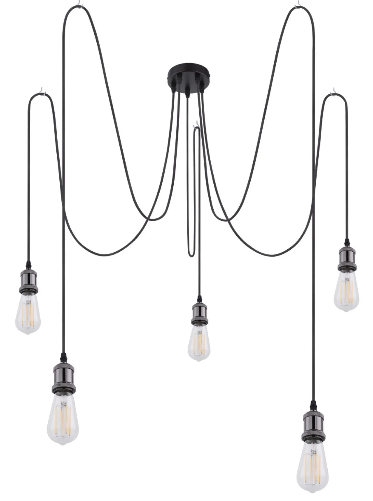 Lighting - OLIVER - Hängeleuchte Metall schwarz, 5x E27