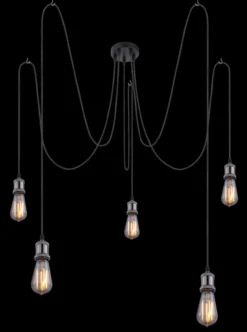 Lighting - OLIVER - Hängeleuchte Metall schwarz, 5x E27
