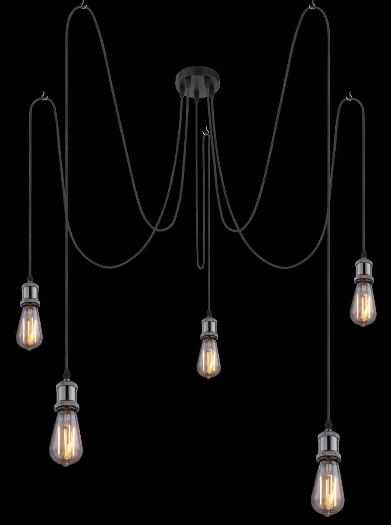 Lighting - OLIVER - Hängeleuchte Metall schwarz, 5x E27