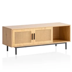 Lowboard 120 cm TV Schrank Holz Eiche Fernsehkommode Wiener Geflecht