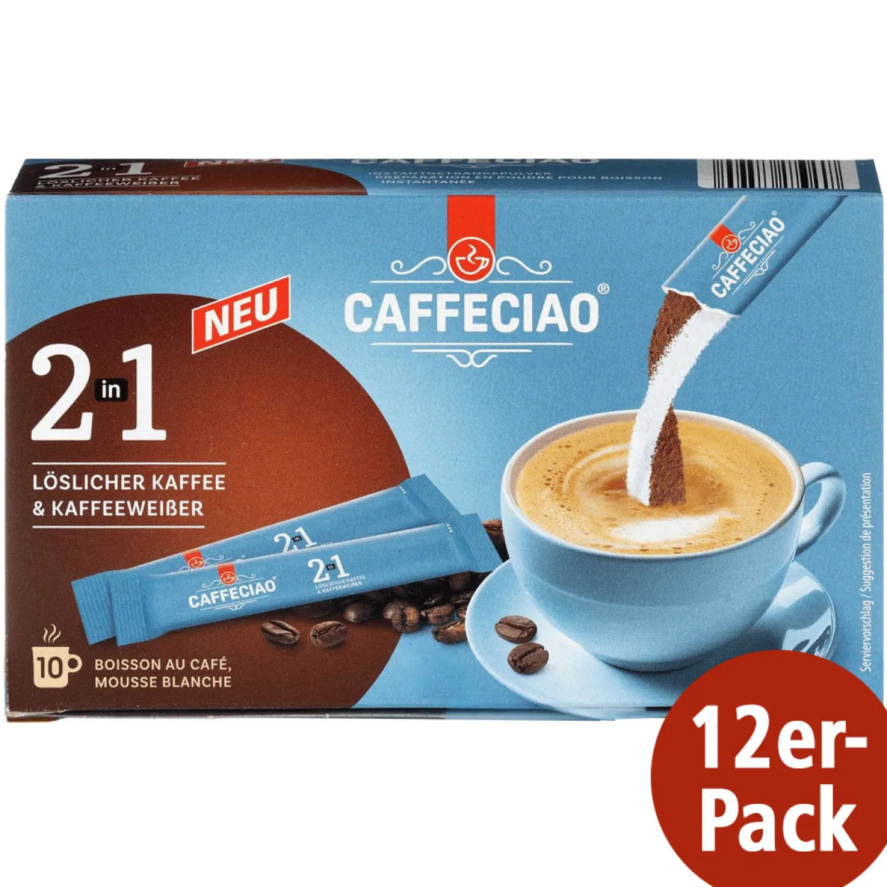 Lösliche Kaffeesticks 2in1 12 Stück